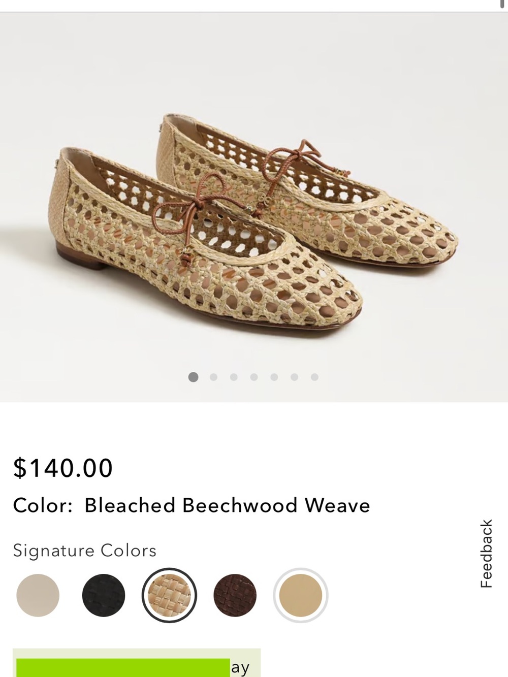 Sam Edelman Marcie Ballet flat Bleached Beechwood Woven Flats New Size 6